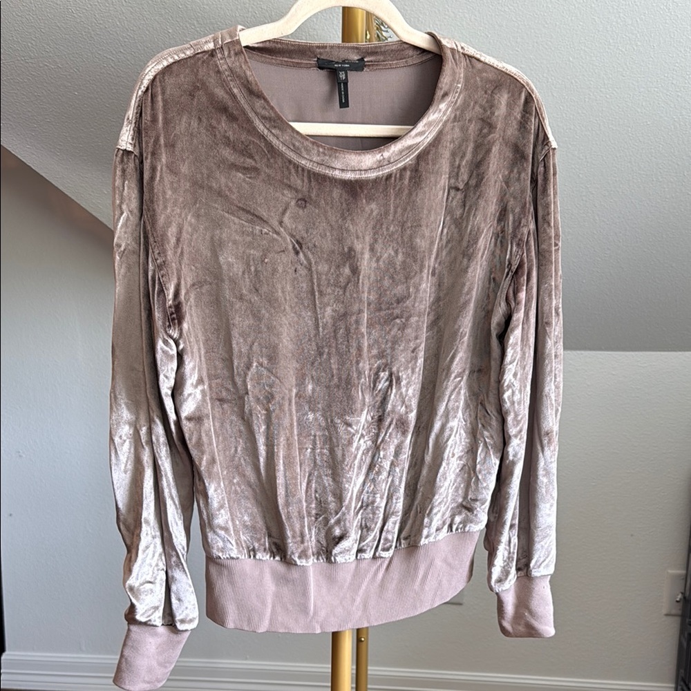Rag & Bone Mauve Velvet Relaxed Long Sleeve Sweatshirt
